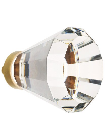 Over-Sized Brookmont Crystal Cabinet Knob With Solid Brass Base in Antique Brass.